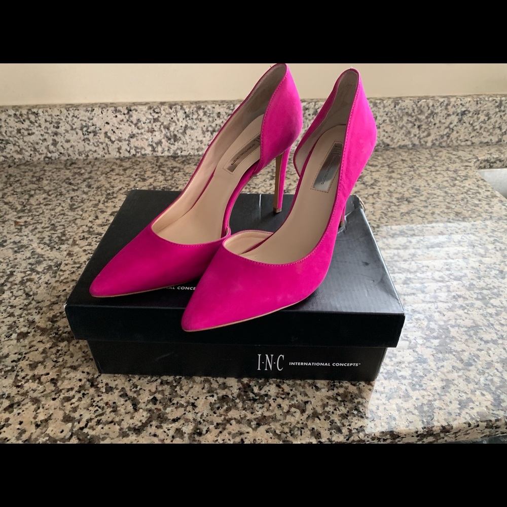 INC Hot pink suede heels